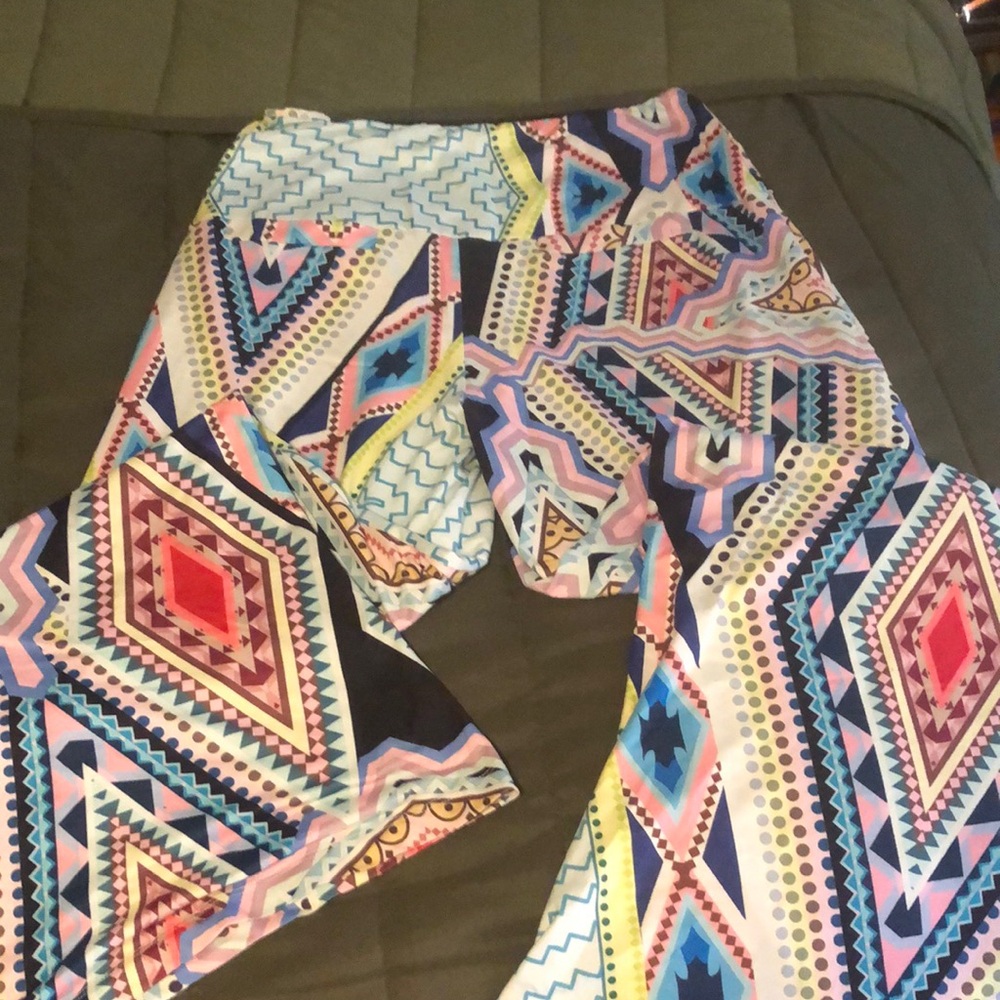 Pink and Blue Geometric Leggings